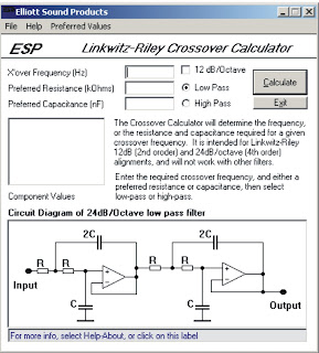 Македонски портал за електроника: ESP Linkwitz-Riley Crossover Calculator
