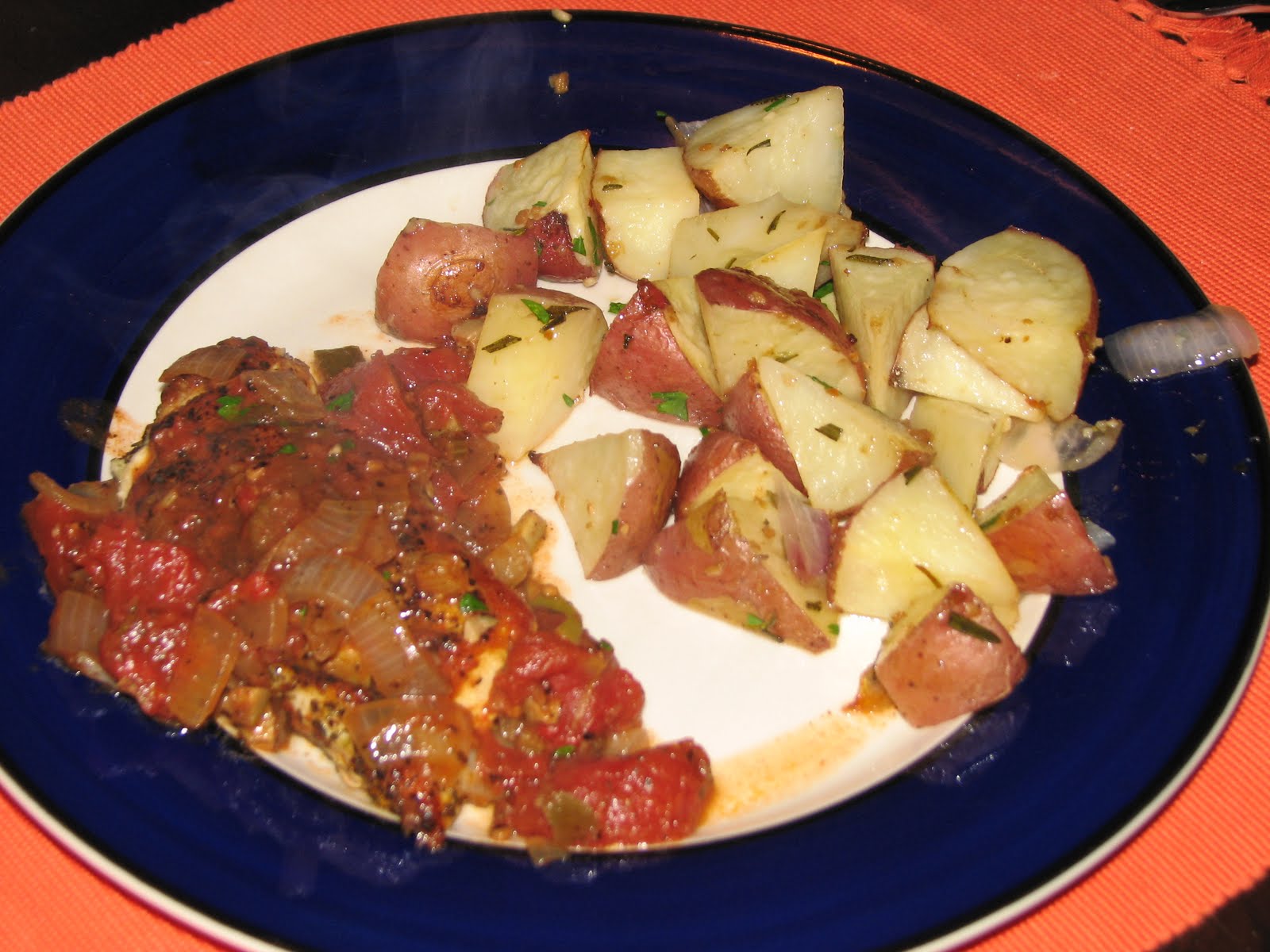 The Orange Skillet Roasted Potatoes with Red Onions
