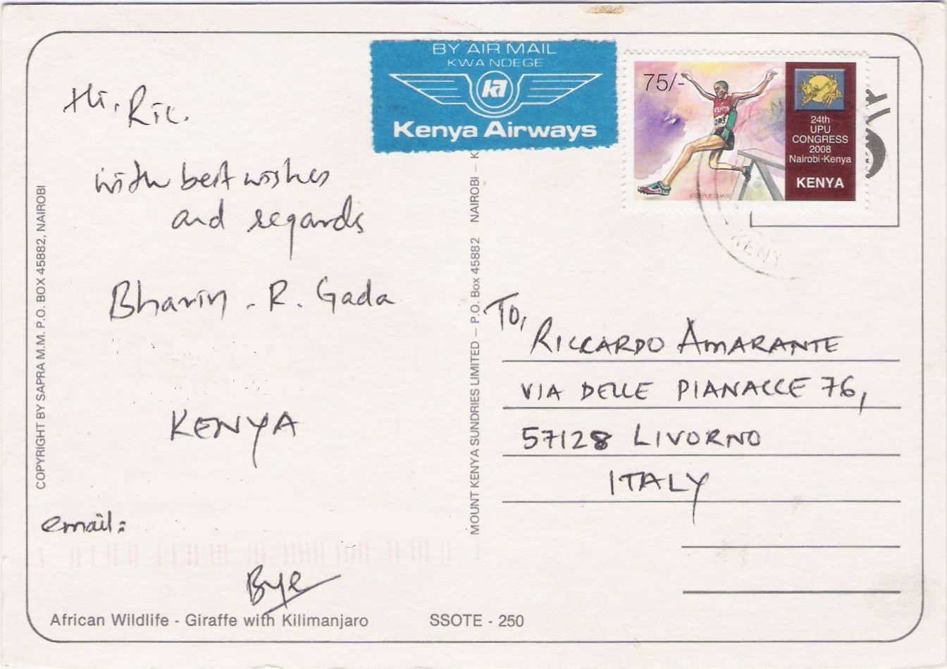 Covers & Postcards 577 Postcard from Kenya, view of Kilimanjaro