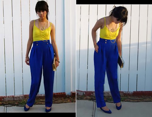 navy blue and yellow outfits