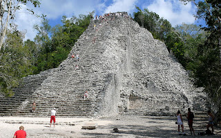 The Nohoch Mul pyramid at the Mayan ruins in Coba
