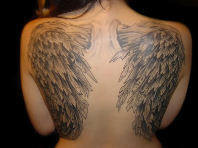 angel wing tattoo. Upper Back Female Wings Tattoo