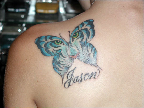 Blue Butterfly Tattoo 