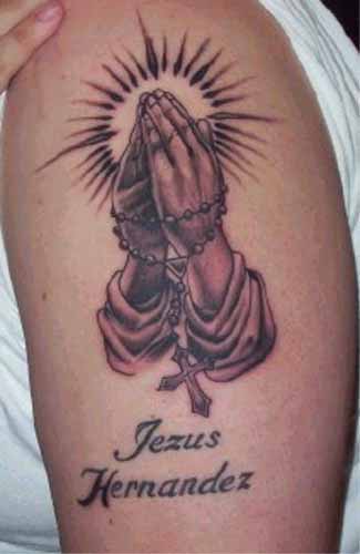 anami angel tattoos Foot Tattoos Design An angel with a halo praying and a