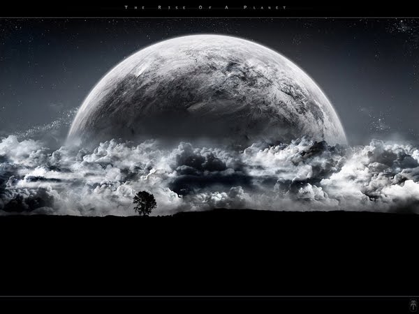 The Rise of a Planet black and white Wallpaper