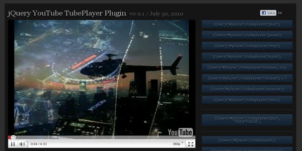 jQuery YouTube TubePlayer Plugin