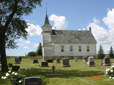 St. Peter's Lutheran Church near Adams--gravestone with Orstad engraved on it in the foreground