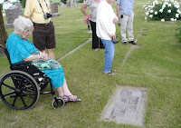 Mom at her parents' graves