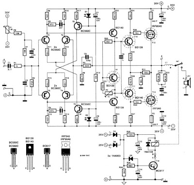 Wiring Schematic Diagram: HI-FI Power Amplifiers 120W MOS-FET IRF9540