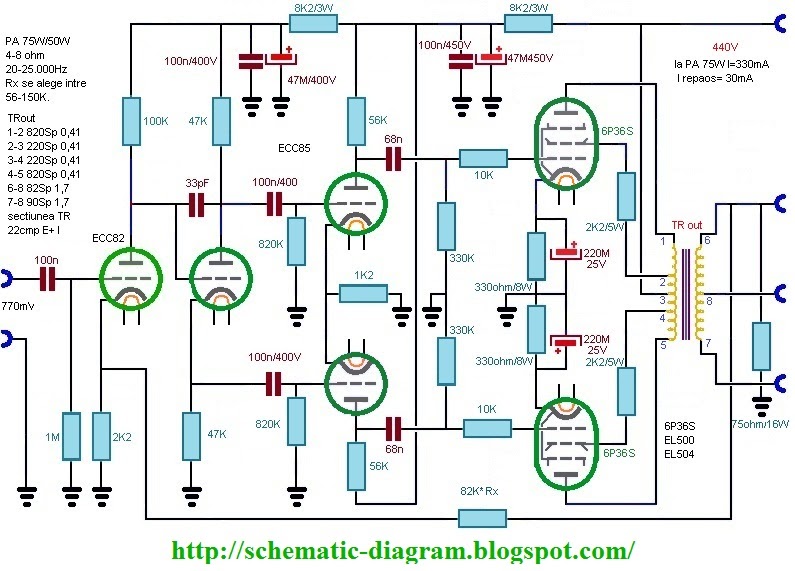 Flow diagrams: TUBE HI-FI AMPLIFIER WITH PREAMPLIFIER (ECC82 - ECC85 ...