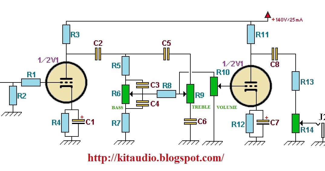 Audio kit: Build a Tube Preamp for guitar with tone control pre amp wiring diagrams 