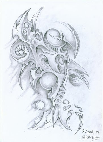 Tattoos Design Sketsa Pencil  Biomechanic 2012