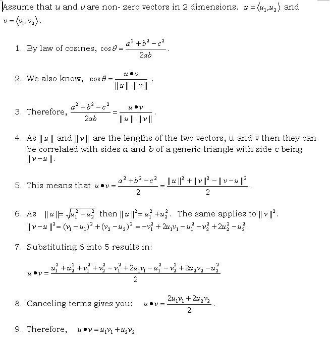 Melissa's Math Vector Dot Product Proof