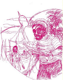 Dibujo de Wilfrido Velazquez, para el libro Espejismo de Luna Llena.