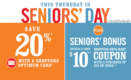 Canadian Daily Deals: Shoppers Drug Mart: Seniors' Day 20% Off Plus