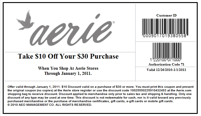 Canadian Daily Deals Aerie 10 Off 30 Purchase