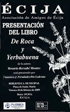 Cartel de presentación del libro, "De roca y yerbabuena", en Écija.