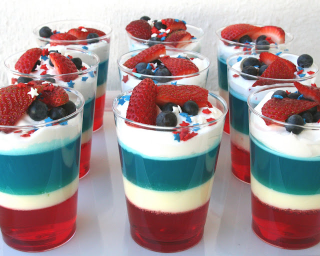 Layered Jello In Cups | All-American 4th Of July Desserts | best 4th of july desserts