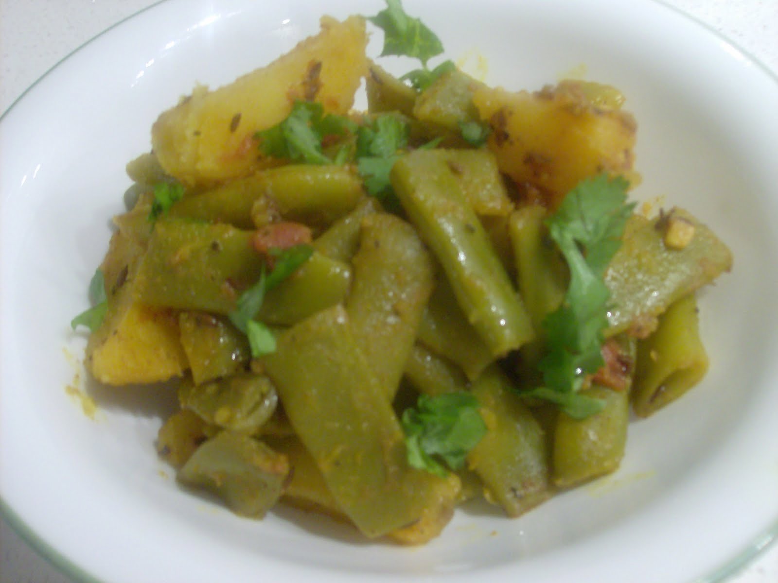 Happy,Healthy,Fun Cooking Italian Pole green beans and Potatoes stir fry