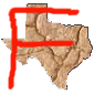 map of Texas with an F written on it