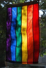 hanging rainbow flag