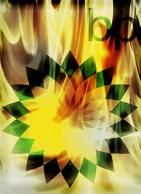 abstracted image of BP logo in flames