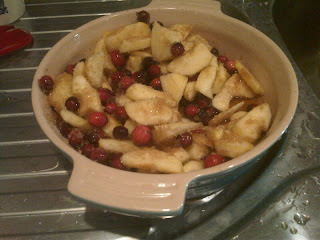 Apples and cranberries ready for topping