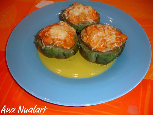  ALCACHOFAS RELLENAS DE GAMBAS 