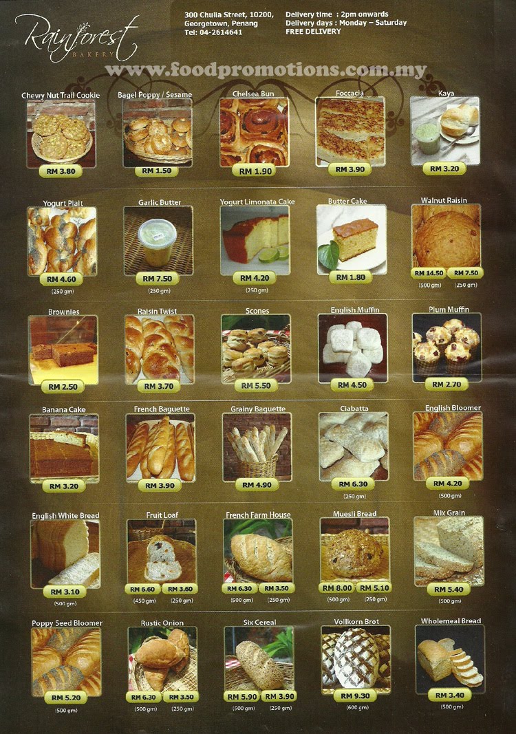 Food Street Rainforest Bakery & Pastry Menu & Price List