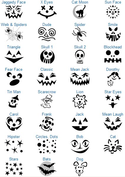 Pumpkin Faces Carving Templates Printable