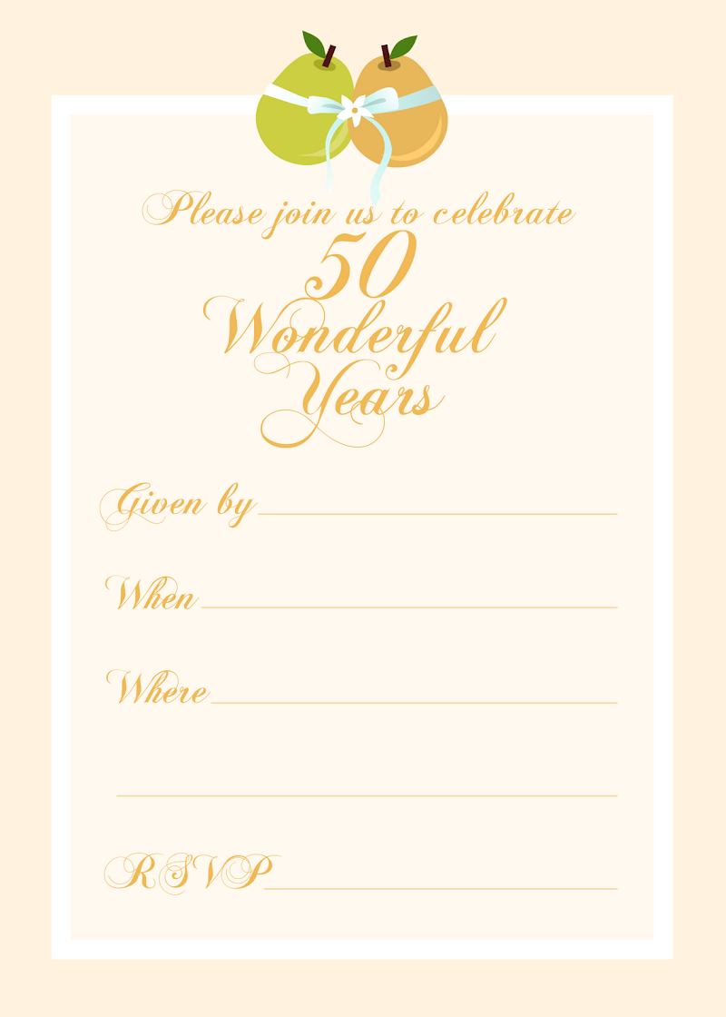 Amazing Style 39+ 50th Wedding Anniversary Blank Invitations