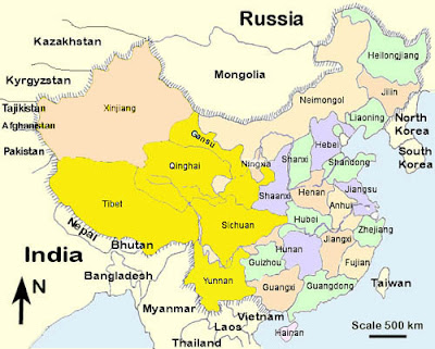 China Map Tibet provinces