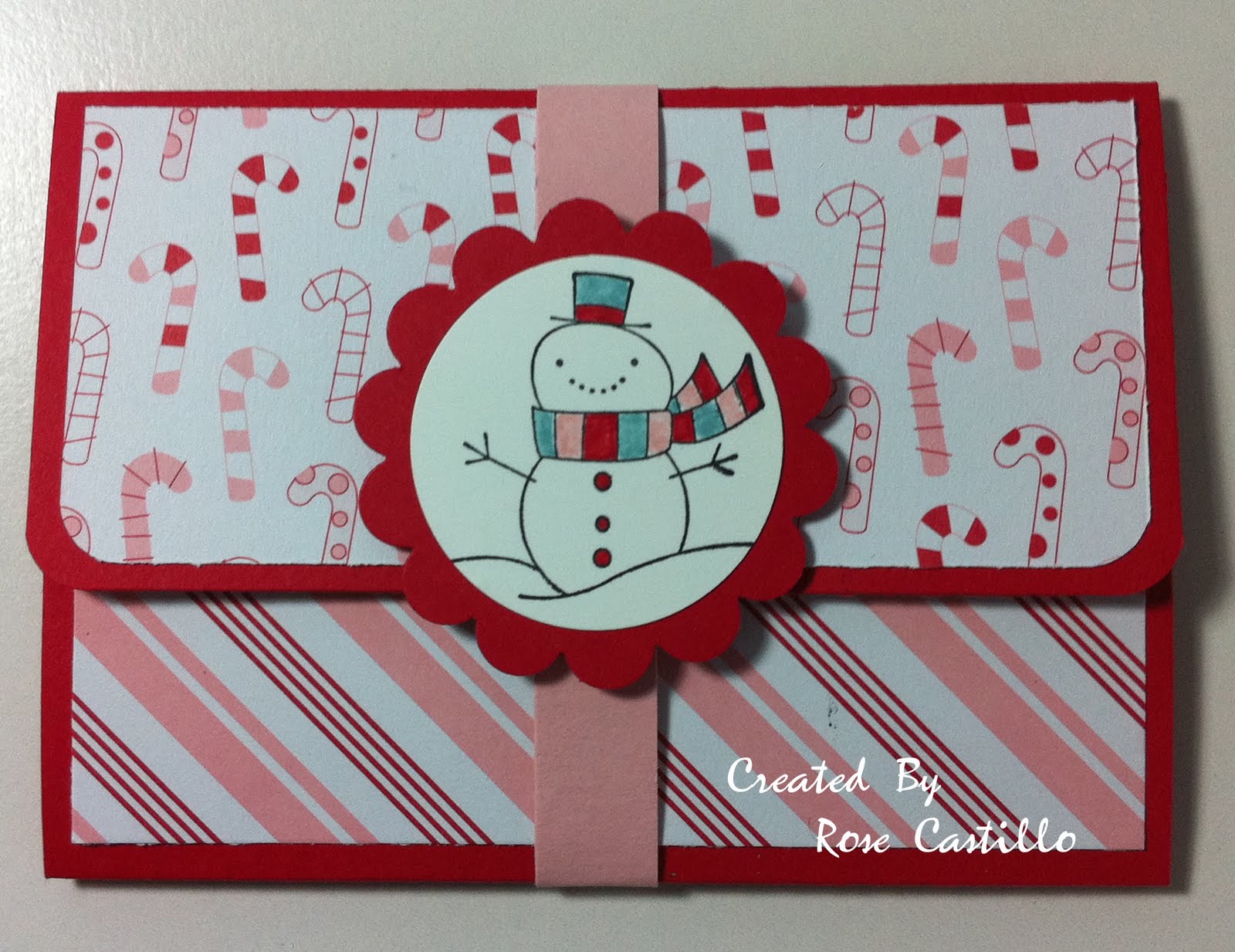 Stamp with Rose: Cute Christmas Gift Card Holder