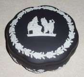 Scalloped Black Jasperware Trinket Box