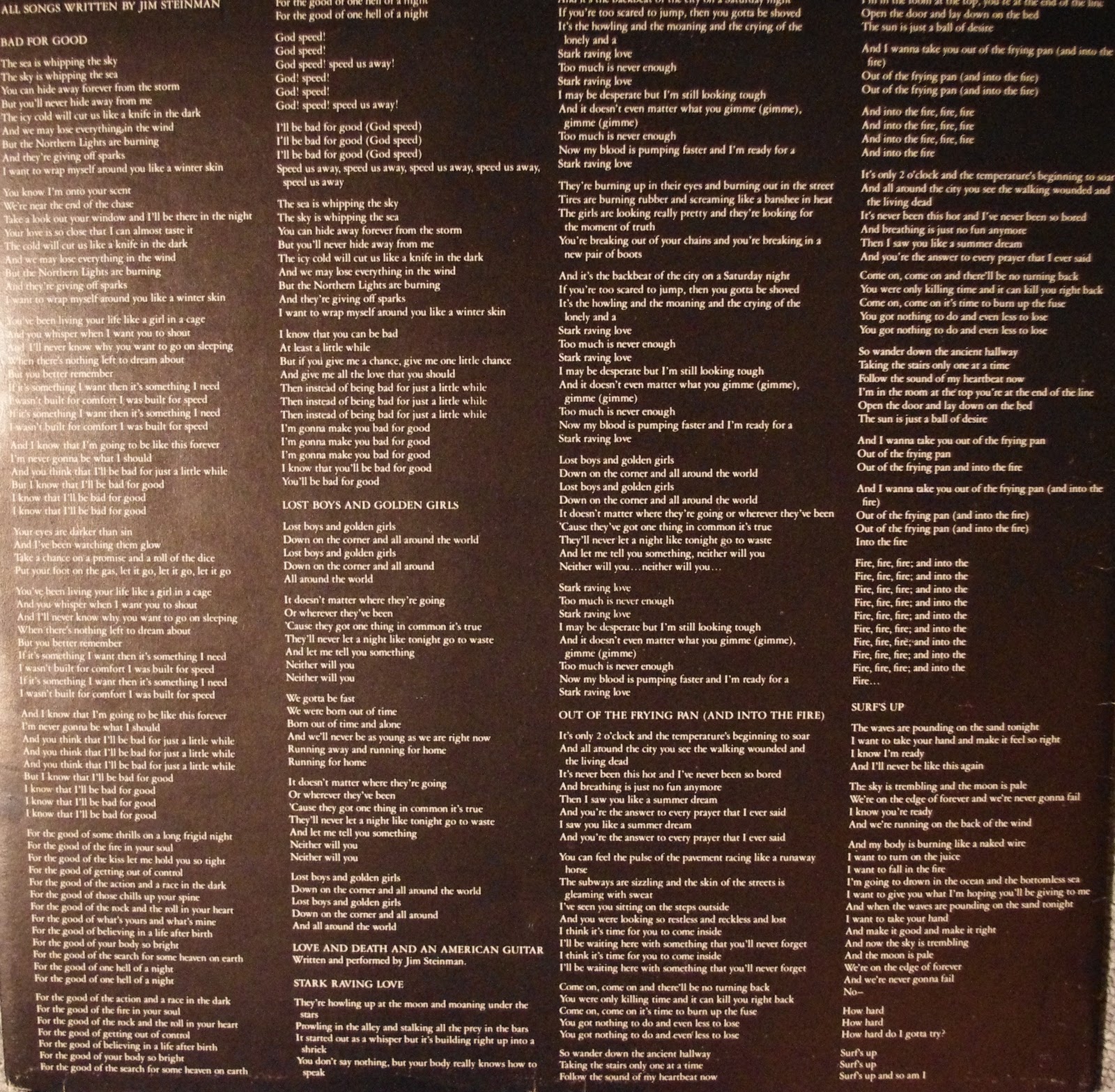 Meat Loaf Vinyl, Singles 7"/12" and other stuff Jim Steinman