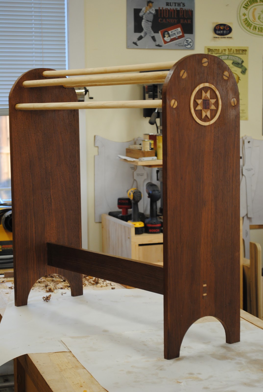 First Light Woodworking Unplugged Walnut Quilt Rack