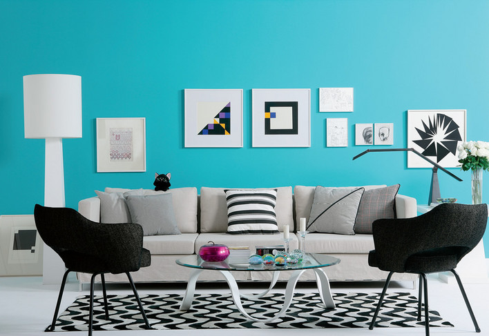 Black White and Teal Living Room Ideas