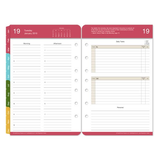 Franklin Covey 35493 Classic Julie Balanced Life Daily Planner Refill for 2010