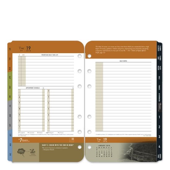 Franklin covey 35516 pocket the 7 habits daily planner refill jan 2010