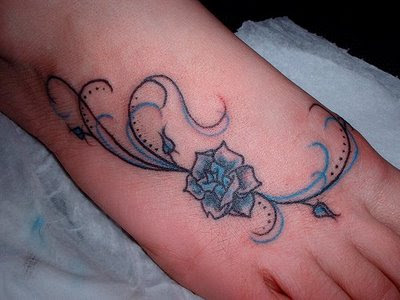 rose skull tattoo. blue rose tattoos