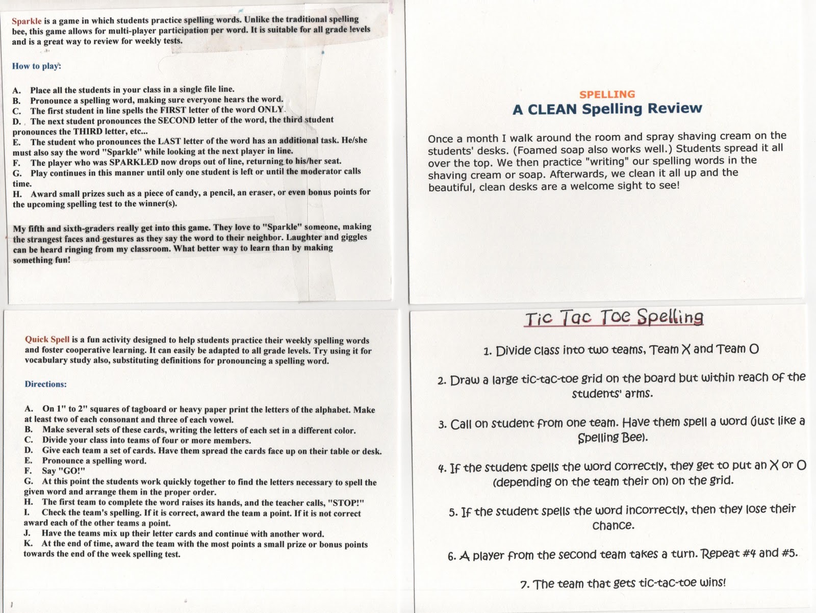 ELEMENTARY SCHOOL ENRICHMENT ACTIVITIES: 19 SPELLING IDEAS