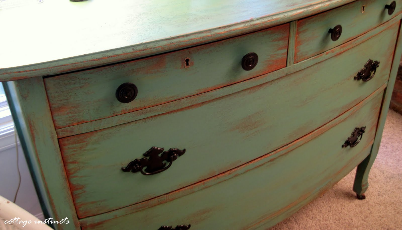cottage instincts How I Paint and Distress a Dresser In a Somewhat
