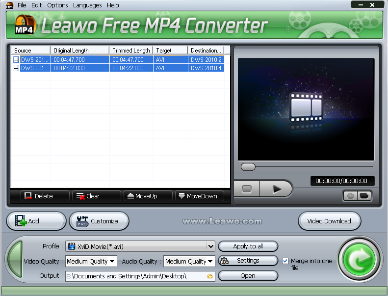 How To Convert AVI To MP4 with Leawo Free MP4 Converter