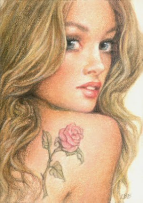 “The Pink Rose Tattoo” Original ACEO painting
