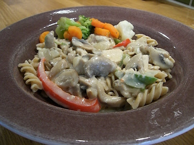 kyckling+och+te+010 - Fullkornspasta och kycklingsås med champinjoner och paprika