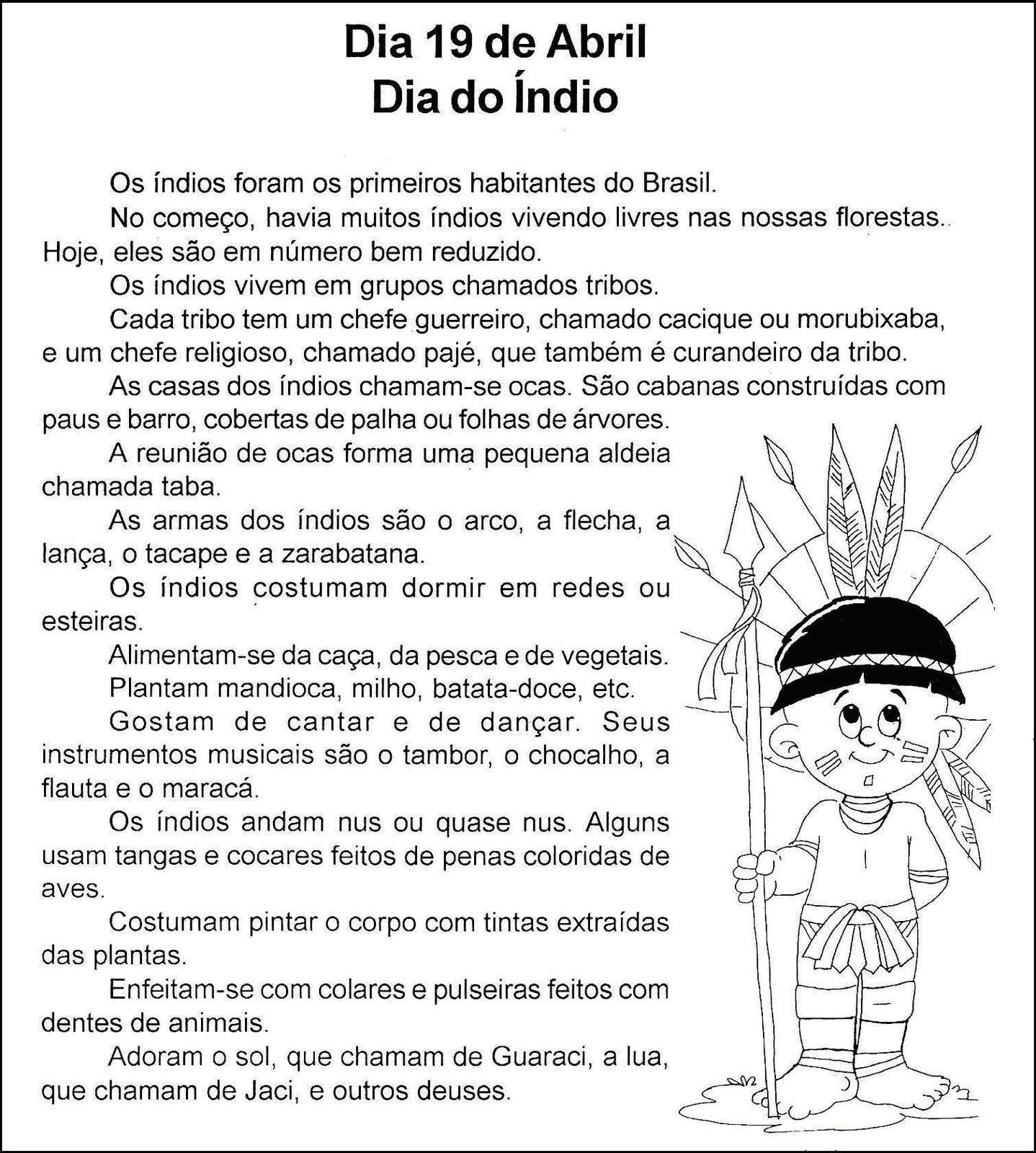Sonho de pr escola atividades para o dia do ndio 
