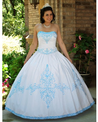 Vestido de 15 años - Color Blanco/Celeste