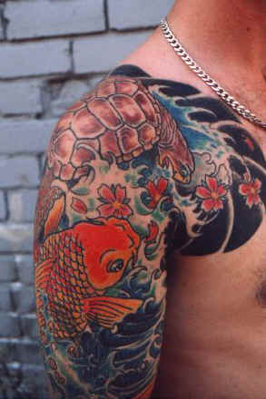 Best 2010 Tattoo Koi Fish Tattoo Design at Shoulder