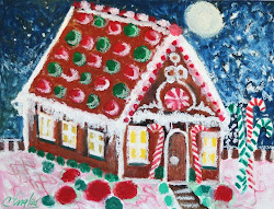 gingerbread pastel oil painting watercolor paper christmas drawing abstract carol engles artwork night 8x10 merry