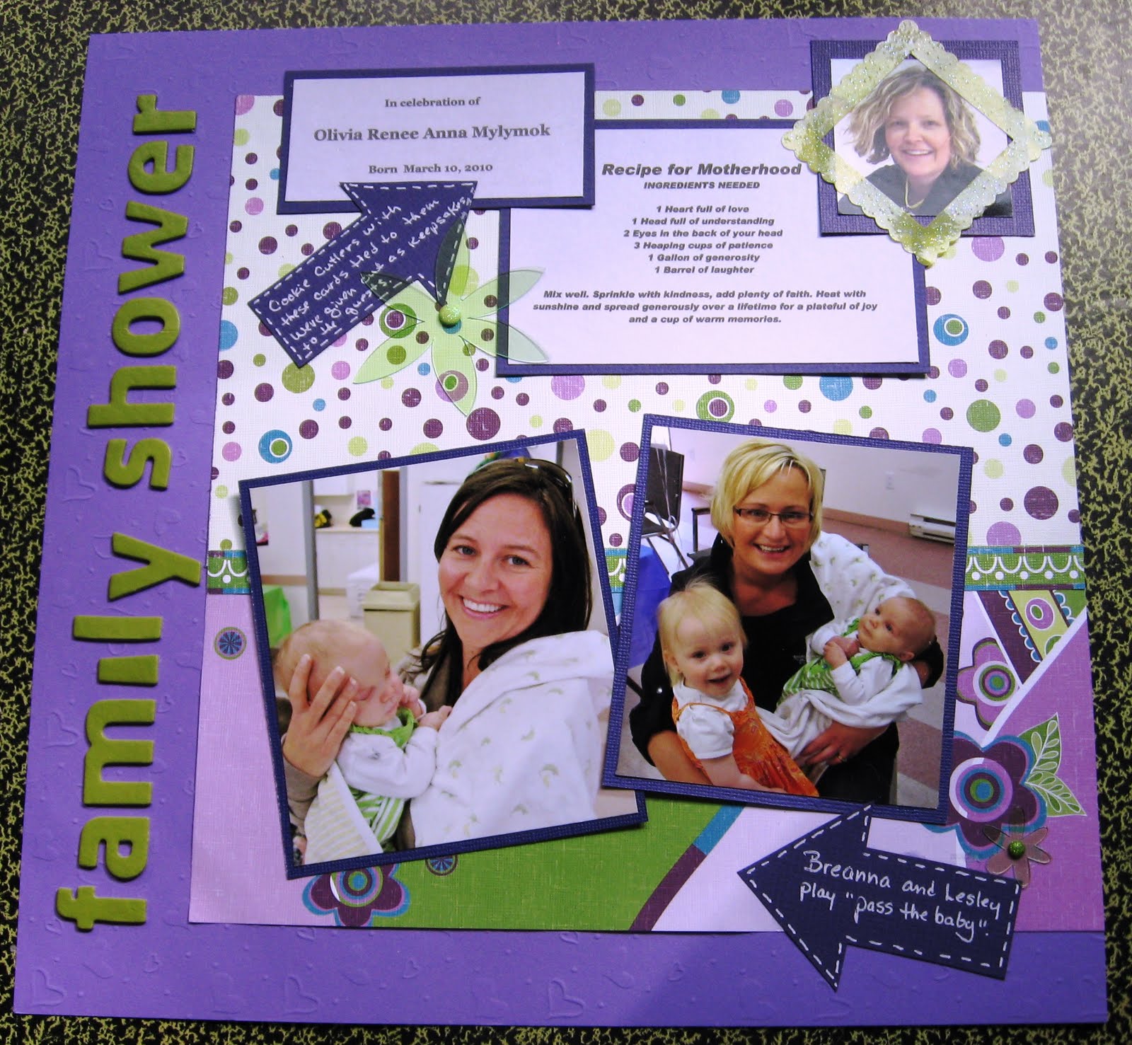 Maximum Embellishment: FAMILY SHOWER - A SCRAPBOOKING BABY LAYOUT (2 PAGES)